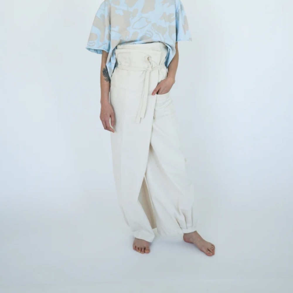 State The Label bisque wrap pants, short hem